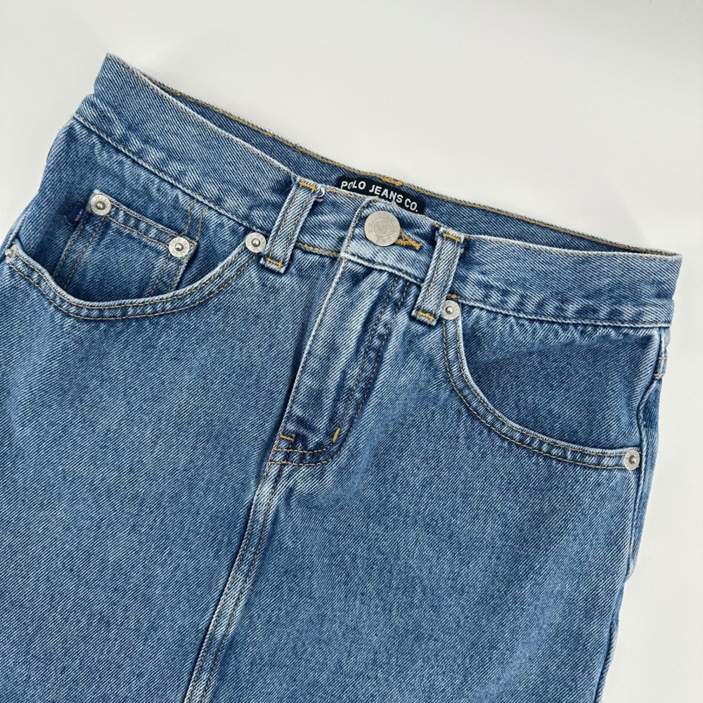Polo Jeans Co Ralph Lauren Denim Skirt Girls Size 7 Blue Mini‎ Y2K